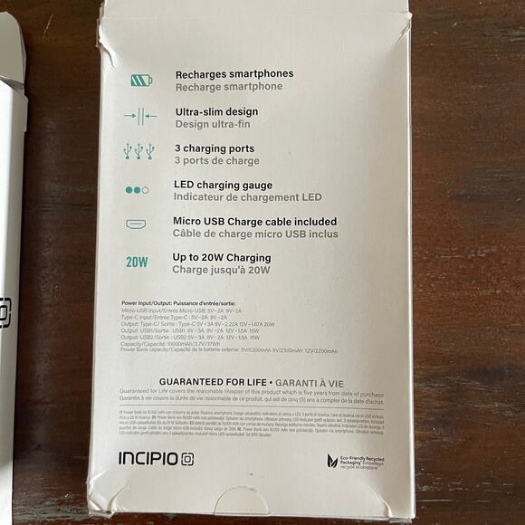 INCIPIO 10000mAH POWER BANK LOT OF 02 BRAND NEW / OPEN BOX - Picture 3 of 4